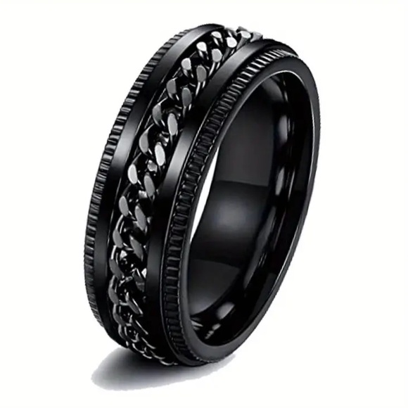 NWT Men's Stainless Steel Chain Spinner Ring - Picture 2 of 9
